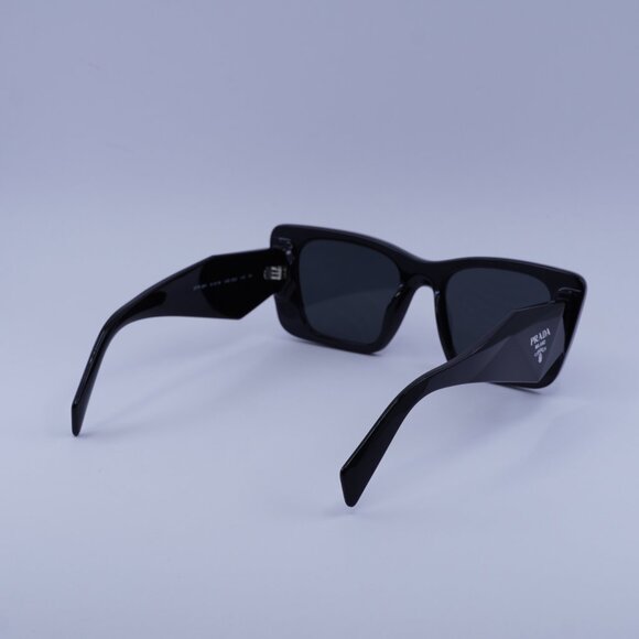 Prada PR08YS 1AB5S0 Sunglasses Black Rectangle Frame, Grey Lenses - Picture 12 of 13